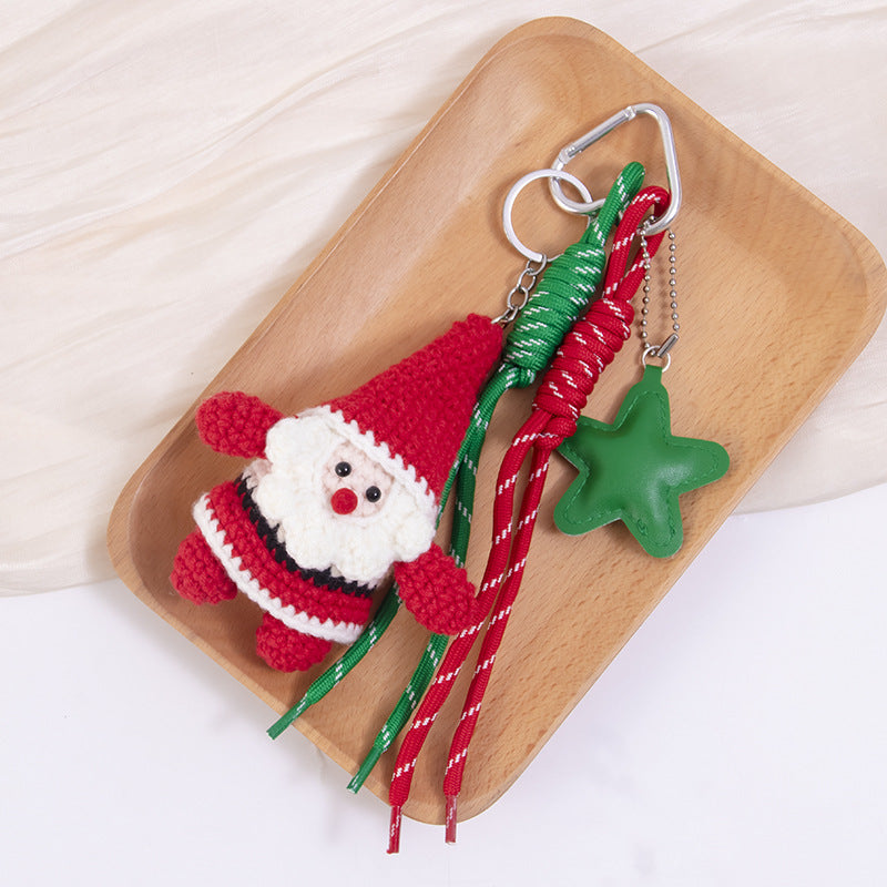Wholesale Christmas wool pendant DIY five-pointed star keychain